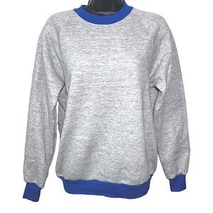 MacGregor Vintage Gray & Blue Trim Long Sleeve Sweatshirt